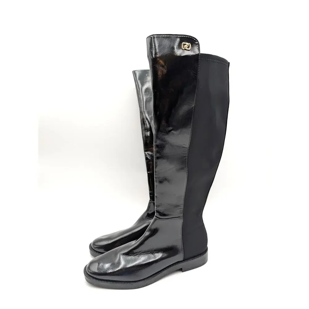 Aerosoles Trapani Knee High Boots Round Toe Women's Black Size US7.5M EU38